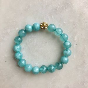 Vintage Blue Beaded Gold Diamond Bracelet